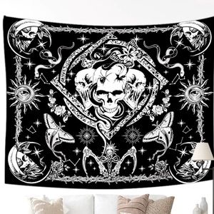 BOGO skull tapestry wall poster NWOT goth black & white witchy occult spooky